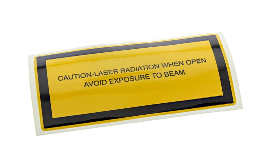 Brady Black/Yellow Vinyl Safety Labels, Caution-Laser Radiation When Open Avoid Exposure To Beam-Text 52 mm x 105mm