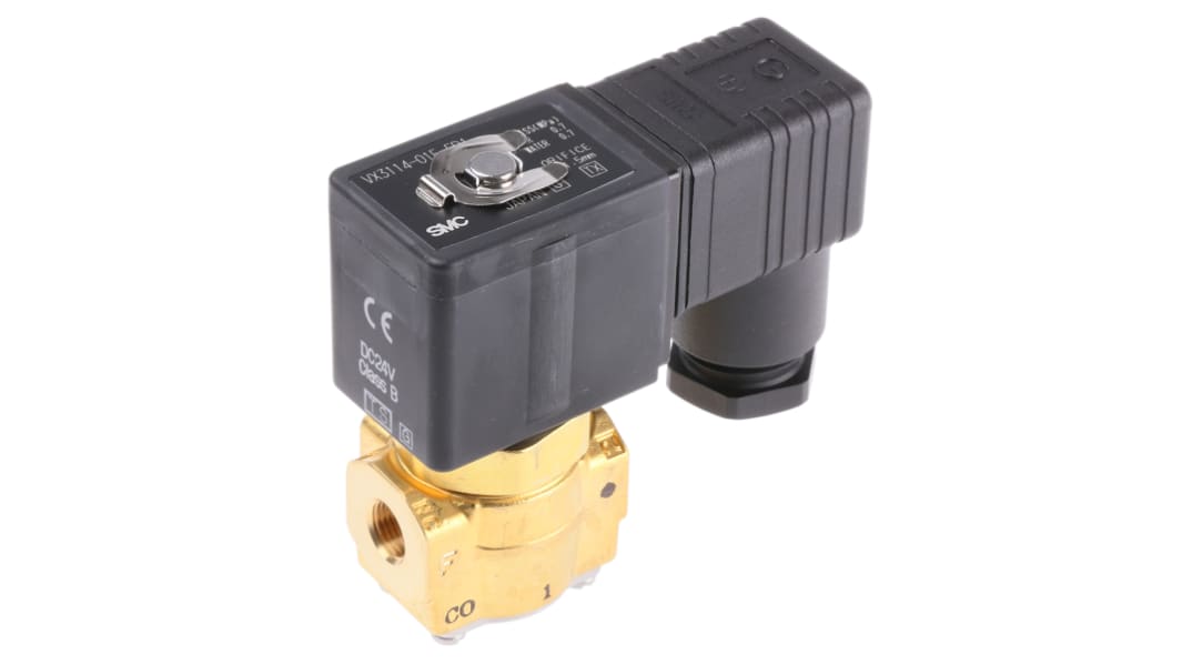 SMC Solenoid Valve VX3114-01F-5D1, 3 port(s) , Common, 24 V dc, 1/8in