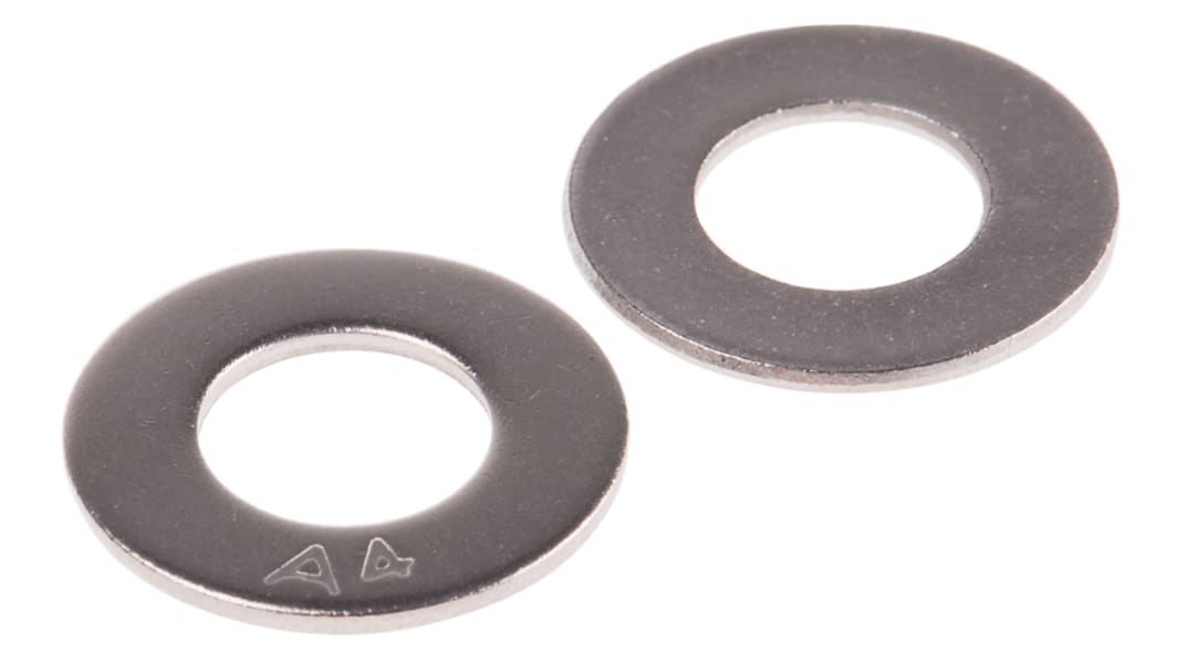 RS PRO Unterlegscheiben für M8 Schrauben Glatt A4 316 Flach-, 1.0mm x 8.40mm x 17.0mm, Edelstahl