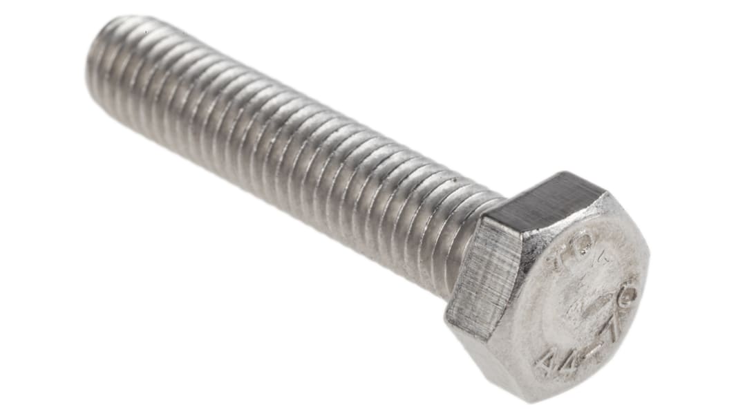 RS PRO Stainless Steel, Hex Bolt, M8 x 40.0mm
