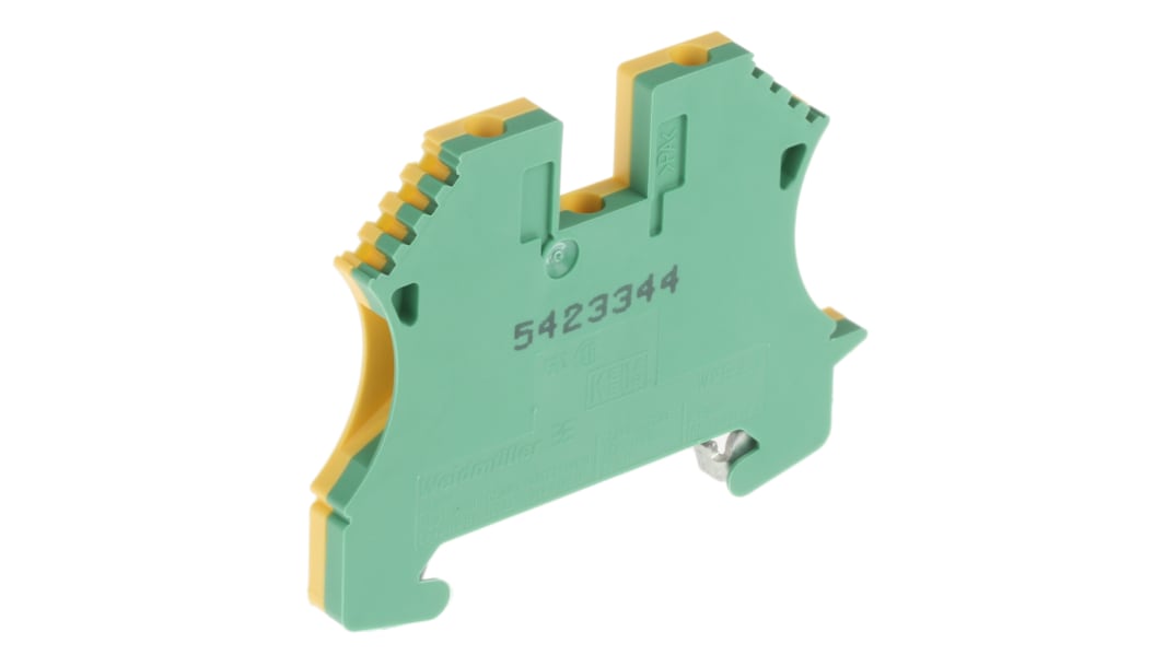Bloc de mise à la terre WPE 2.5, 2 voies , raccordement A visser, 30 → 12 AWG, Vert/Jaune