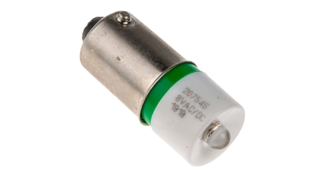 RS PRO Green LED Indicator Lamp, 6V ac/dc, BA9s Base, 10mm Diameter, 1610mcd