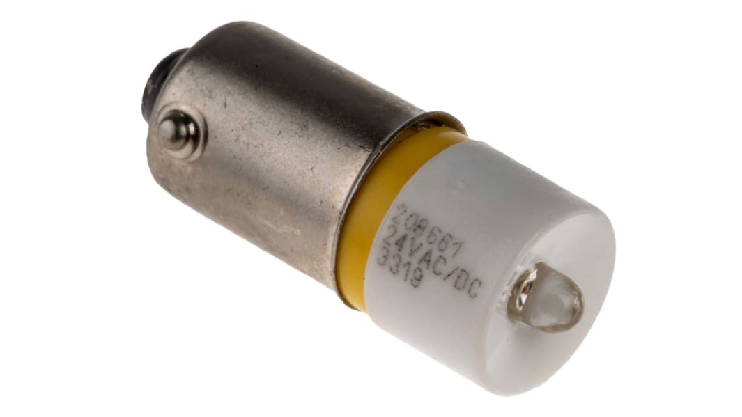 RS PRO Yellow LED Indicator Lamp, 24V ac/dc, BA9s Base, 10mm Diameter, 630mcd