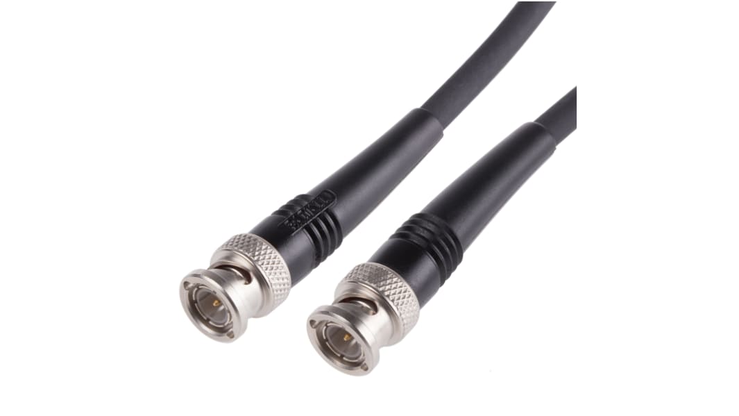 Cable coaxial RG59 Radiall, 75 Ω, con. A: BNC, Macho, con. B: BNC, Macho, long. 1m Negro