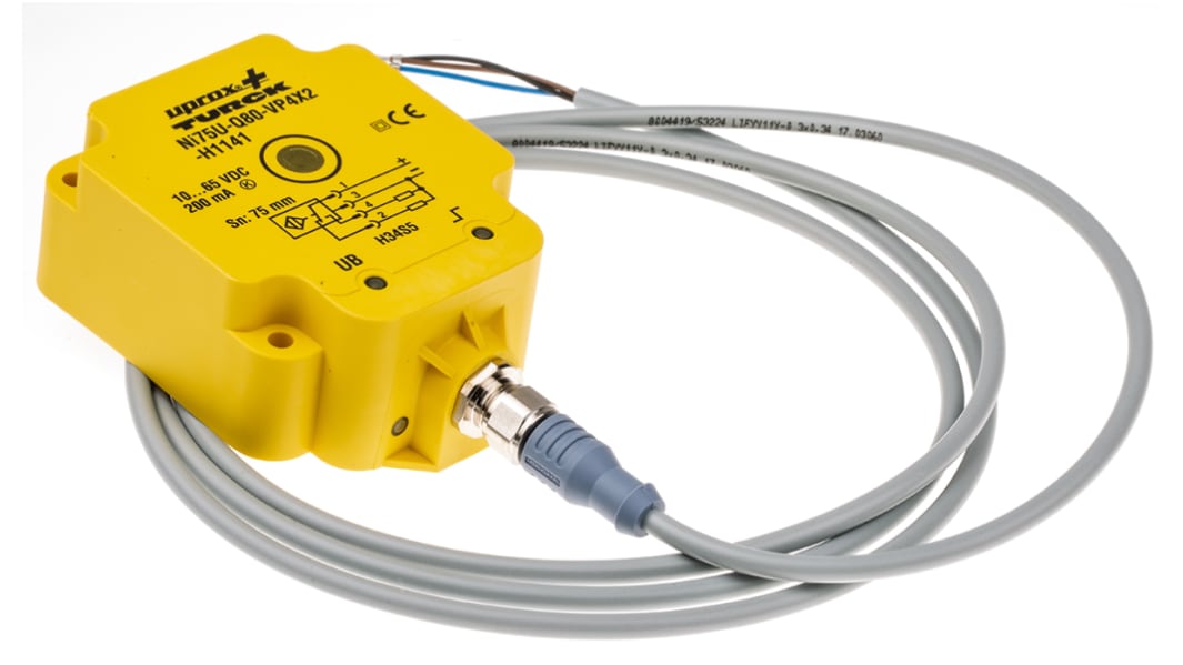 Turck Inductive Block Proximity Sensor, 70 mm Detection, PNP NO+NC, 10 → 65 V dc