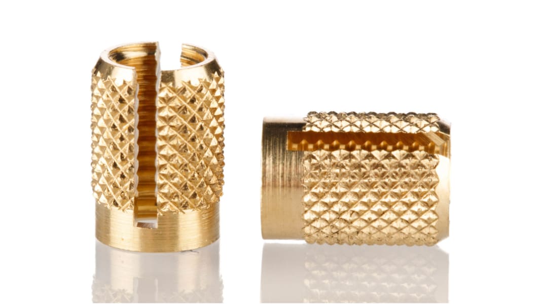 RS PRO, M6 Brass Threaded Insert diameter 8mm Depth 12.7mm