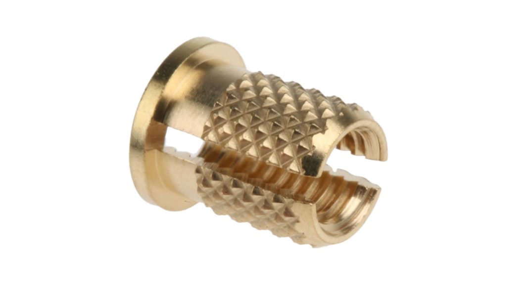 RS PRO, M5 Brass Threaded Insert, 8mm diameter 6.4mm Depth 9.53mm