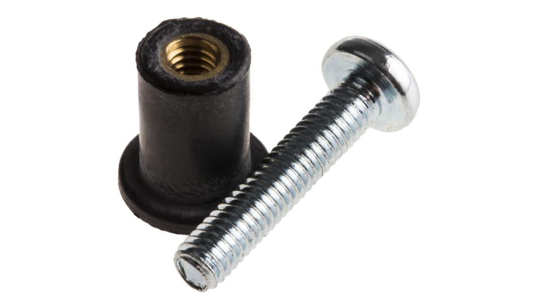 RawlPlug 壁プラグ, ゴム、スチール M4 取付穴径8mm 長さ20mm