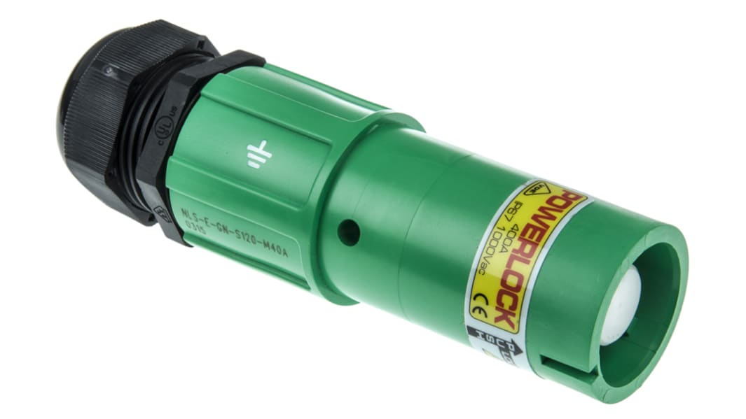 Conector de potencia industrial, Orientación Recto, Veam Powerlock, Verde, 1,0 kV, 400A