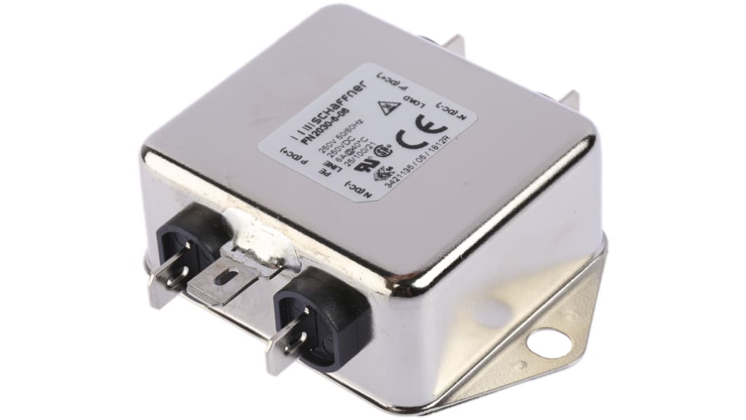 Schaffner EMIフィルタ, 6A, 250 V ac/dc, 単相 シャーシーマウント