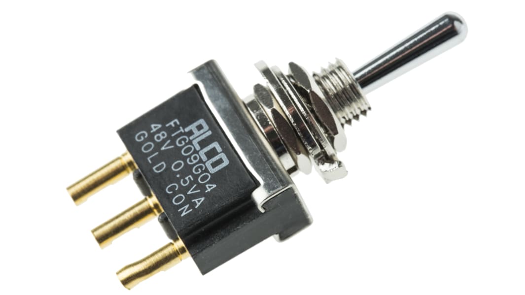 TE Connectivity Toggle Switch, Panel Mount, (On)-Off-(On), SPDT, Solder Terminal, 125V ac