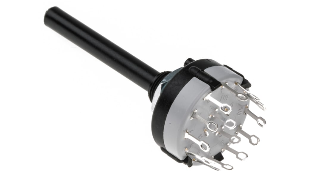 Lorlin, 6 Position DPST Rotary Switch, 150 mA@ 250 V ac, Solder Tab