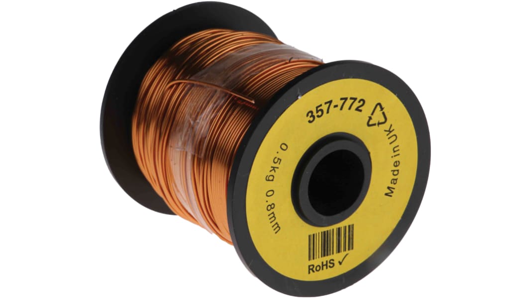 RS PRO 0.87mm Enamelled Copper Wire, 20 AWG 100m Reel