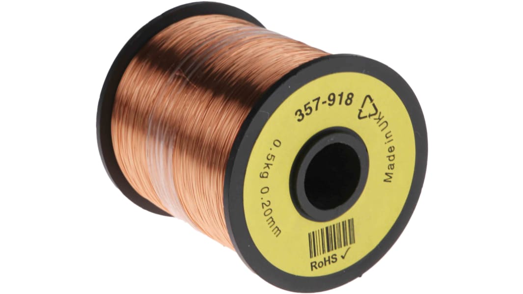 RS PRO 0.23mm Enamelled Copper Wire, 32 AWG 1600m Reel