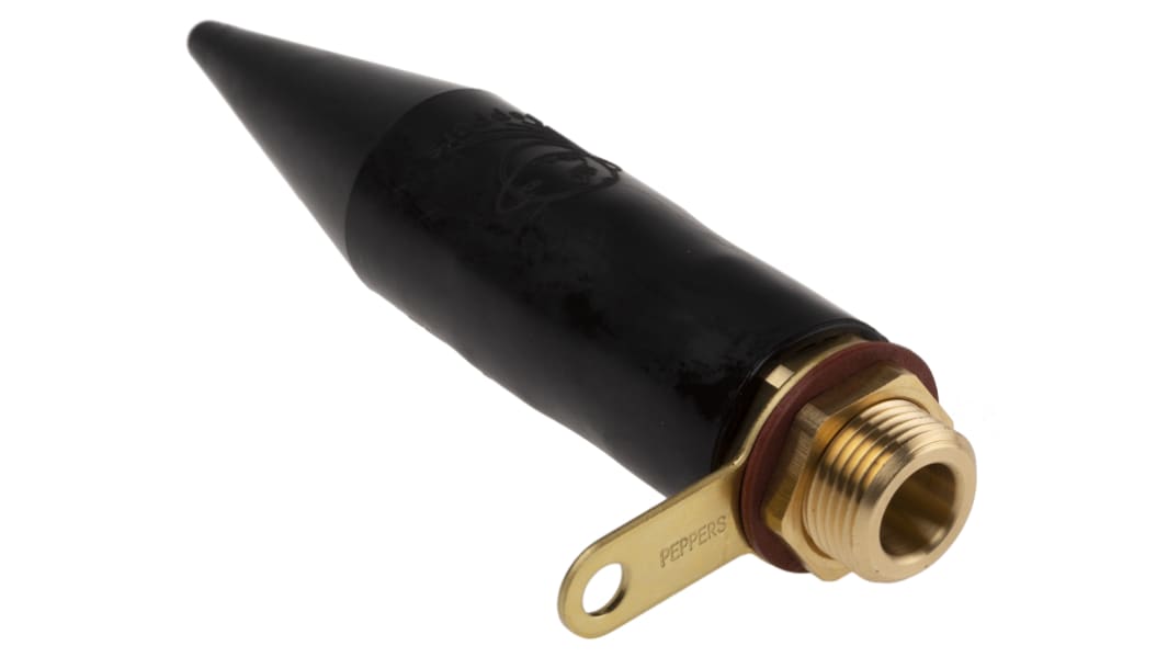 Black Brass Cable Gland, M20 Thread, 11.5mm min., 16mm max., IP66