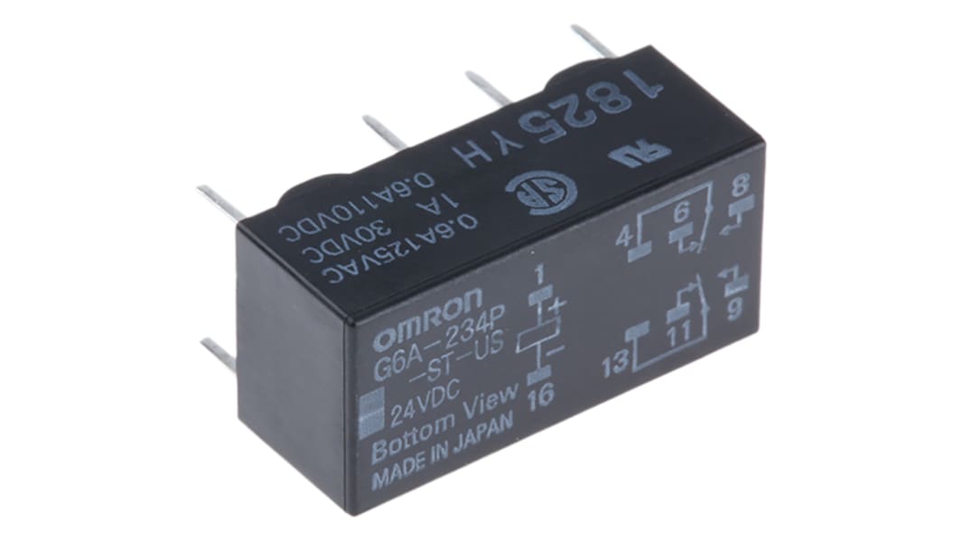 Omron Cradle N Signalrelais Printrelais, 24V dc Spule, 2-poliger Wechsler, 2A, Durchsteckmontage