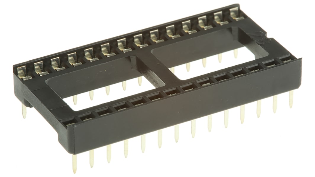 Support DIL Winslow 28 voies, Traversant, broches Estampé, Entraxe de 2.54mm, largeur de rangée 15.24mm