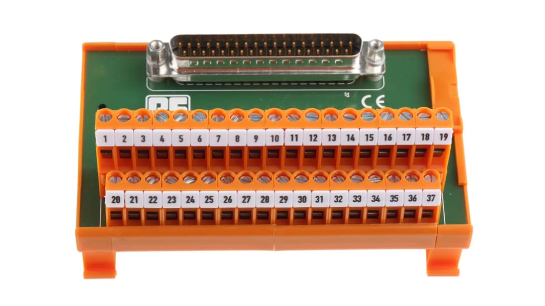 RS PRO 37-Contact Male Interface Module, D-sub Connector, DIN Rail Mount, 1A