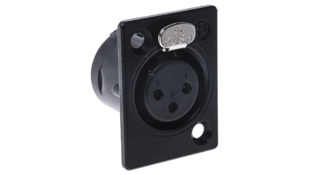 Neutrik Panel Mount XLR Connector, Female, 50 V, 3 Way, Silver over Nickel Plating