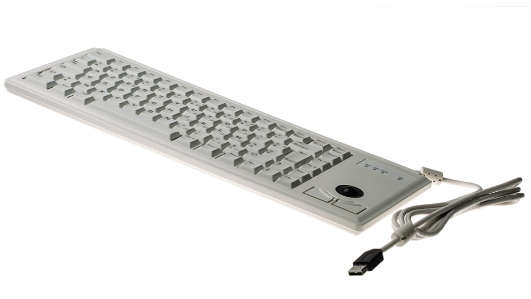 Teclado trackball Cherry, , Con cable, Gris, USB, Compacto, AZERTY