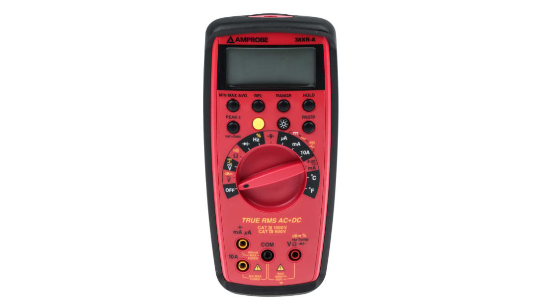 Amprobe 38XRA Handheld Digital Multimeter, True RMS, 10A ac Max, 10A dc Max, 750V ac Max