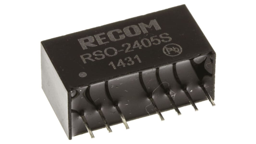 Recom RSO DC/DC-Wandler 1W 24 V dc IN, 5V dc OUT / 200mA Durchsteckmontage 500V ac isoliert