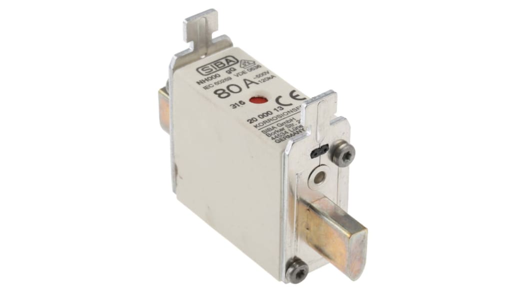 SIBA 80A NH Fuse, NH000, 500V ac