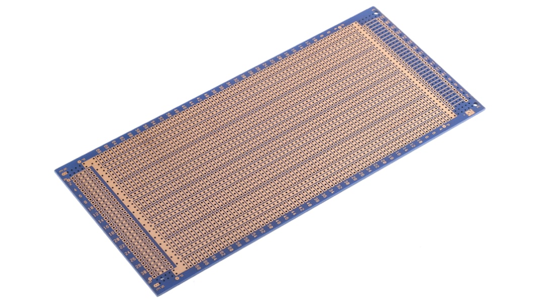 Vero Technologies Streifenplatinen, FR4, DIN 41612, 2-seitig, PCB-Bohrung 1mm, Raster 2.54 x 2.54mm, 220 x 100 x 1.6mm