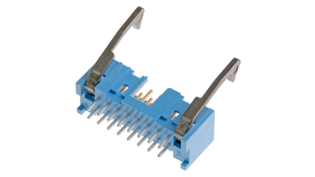 TE Connectivity AMP-LATCH Series Straight Through Hole PCB Header, 16 Contact(s), 2.54mm Pitch, 2 Row(s), Shrouded
