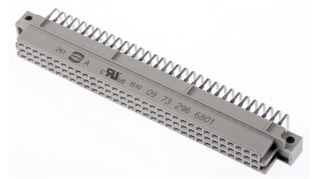 Connecteur DIN 41612 HARTING, 96 contacts Femelle, Angle droit sur 3 rangs, entraxe 2.54mm