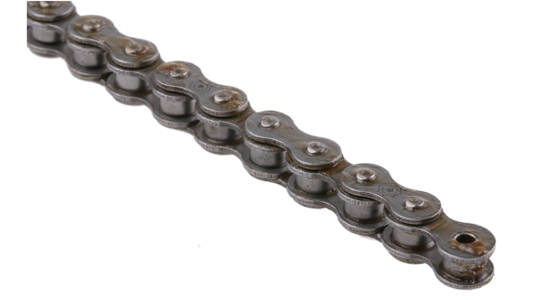 Catena a rulli tipo 05B-1 Simplex, Wippermann, lunga 5m, passo 8mm, piastra alta 7.1mm, Ø sfera 5mm, in Acciaio,