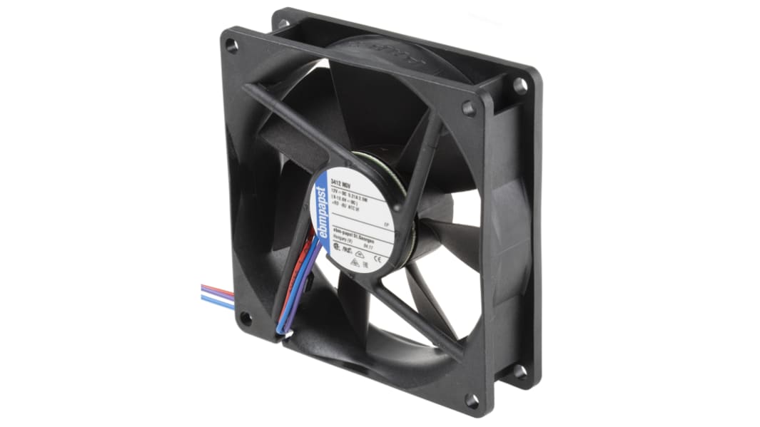 Ventilateur axial 3400 N ebm-papst 12 V dc, 84m³/h, 92 x 92 x 25mm, 2.5W