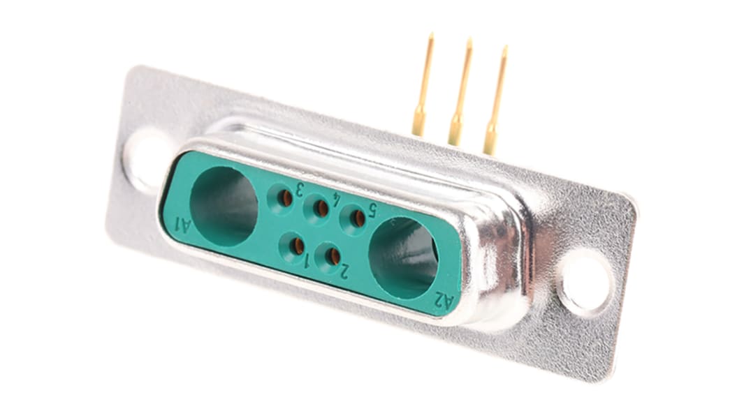 FCT from Molex D-sub csatlakozó, FM, Nő, Derékszögű, Átmenő furat, Forrasztás, 5.0A