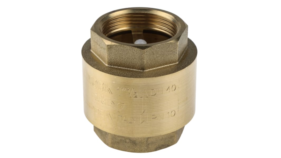RS PRO Brass Single Check Valve, BSPP 1-1/2in, 12 bar