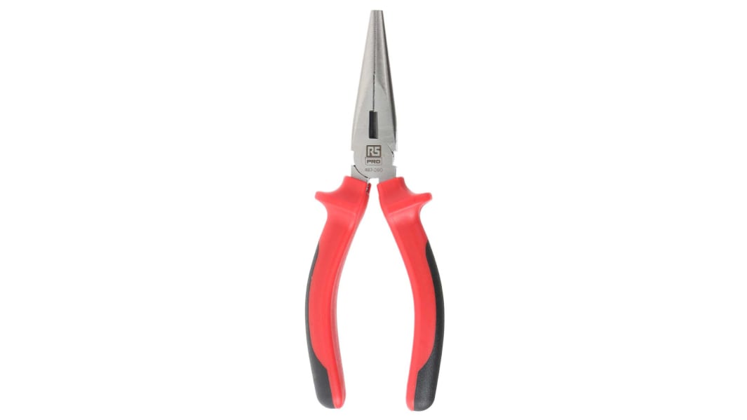 RS PRO Long Nose Pliers, 160 mm Overall, Straight Tip, 51mm Jaw