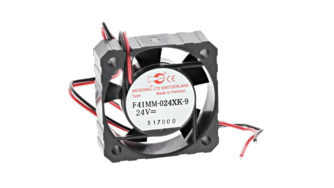 Micronel F41 Series Axial Fan, 24 V dc, DC Operation, 8.4m³/h, 864mW, 55mA Max, 41 x 41 x 12mm
