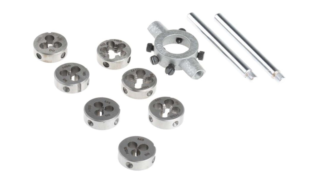 EVENTUS 8-Piece Die Set, M3 - M12 Taps, M3 - M12 Dies