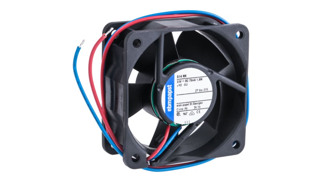 ebm-papst 軸流ファン 電源電圧：24 V dc, DC, 60 x 60 x 25mm, 614NN