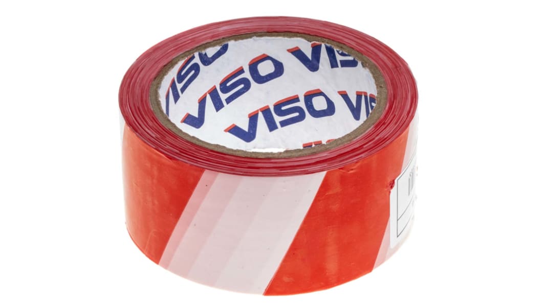 Ruban de signalisation Rouge/Blanc RS PRO, 50mm x 100m x 0.02mm