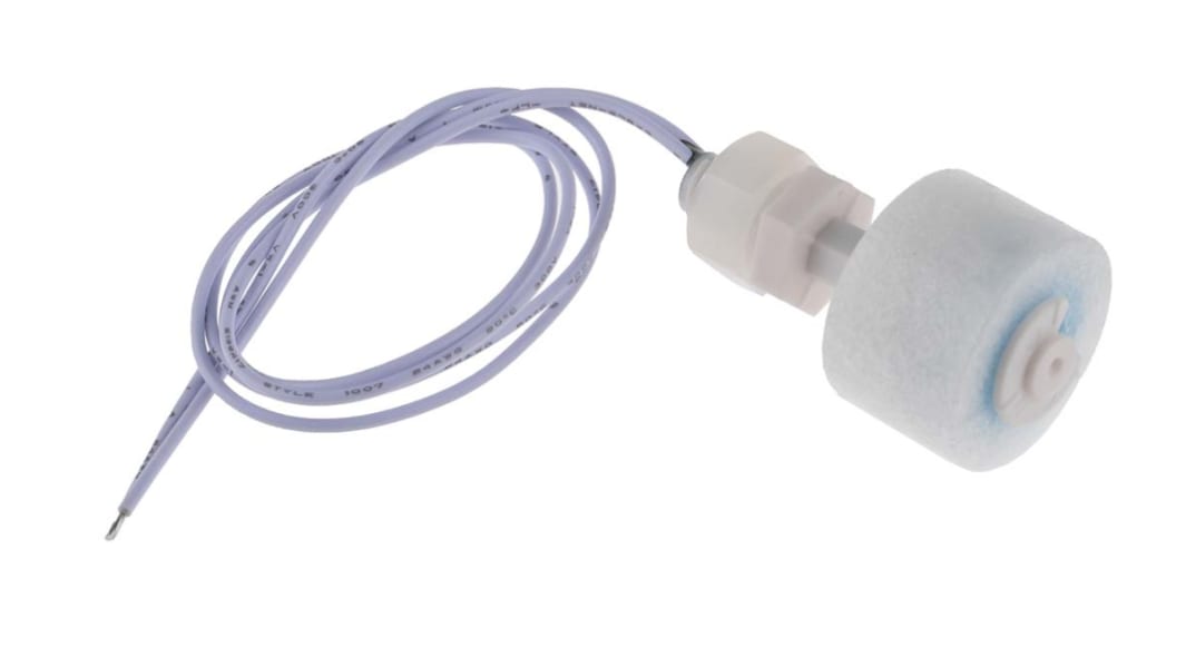 RS PRO Vertical Polypropylene Float Switch, Float, 300mm Cable, Direct Load, 140V ac Max, 200V dc Max