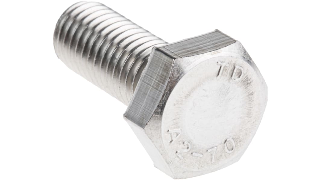 RS PRO Stainless Steel, Hex Bolt, M10 x 25.0mm