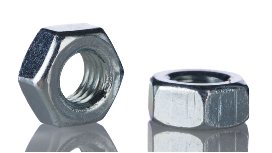 RS PRO, Bright Zinc Plated Steel Hex Nut, DIN 934, M5