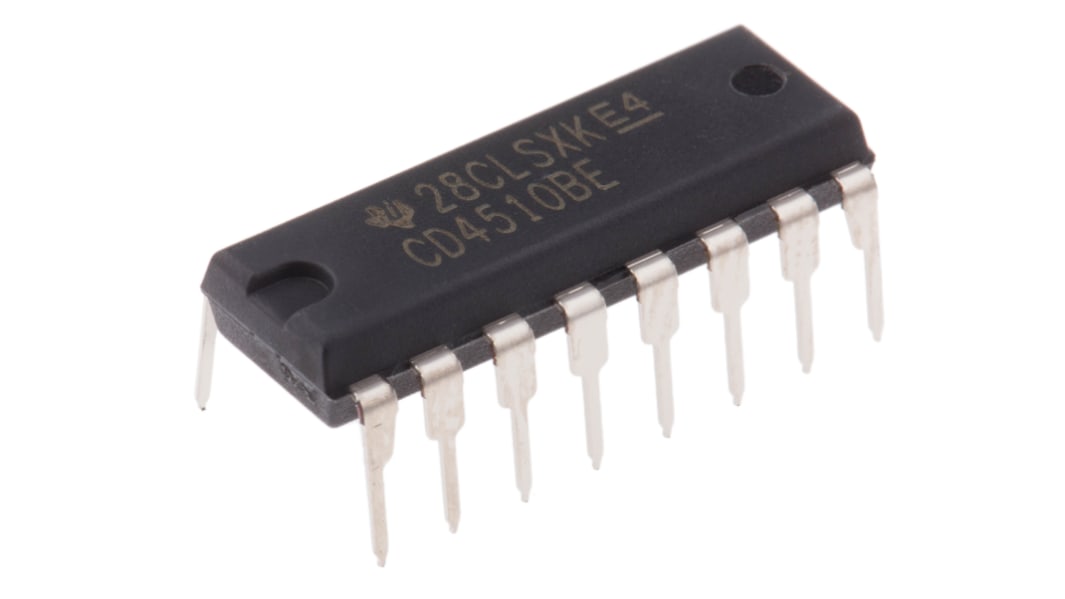Texas Instruments CD4510BE 4-stage Through Hole BCD Counter, 16-Pin PDIP