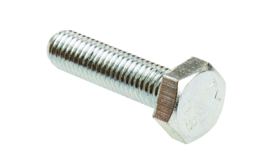 RS PRO Bright Zinc Plated Steel, Hex Bolt, M10 x 40.0mm