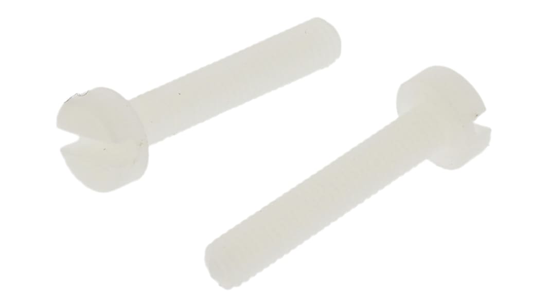 RS PRO Slot Cheese Head Nylon Machine Screws, M3x16mm