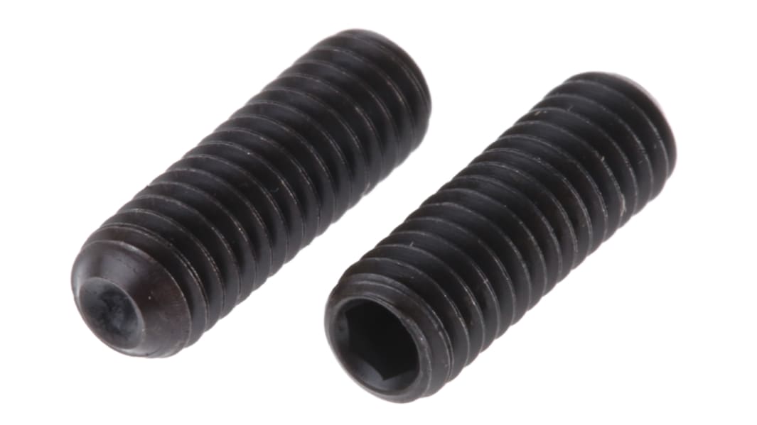 Black, Self-Colour Steel Hex Socket Set M4 x 12mm Grub Screw