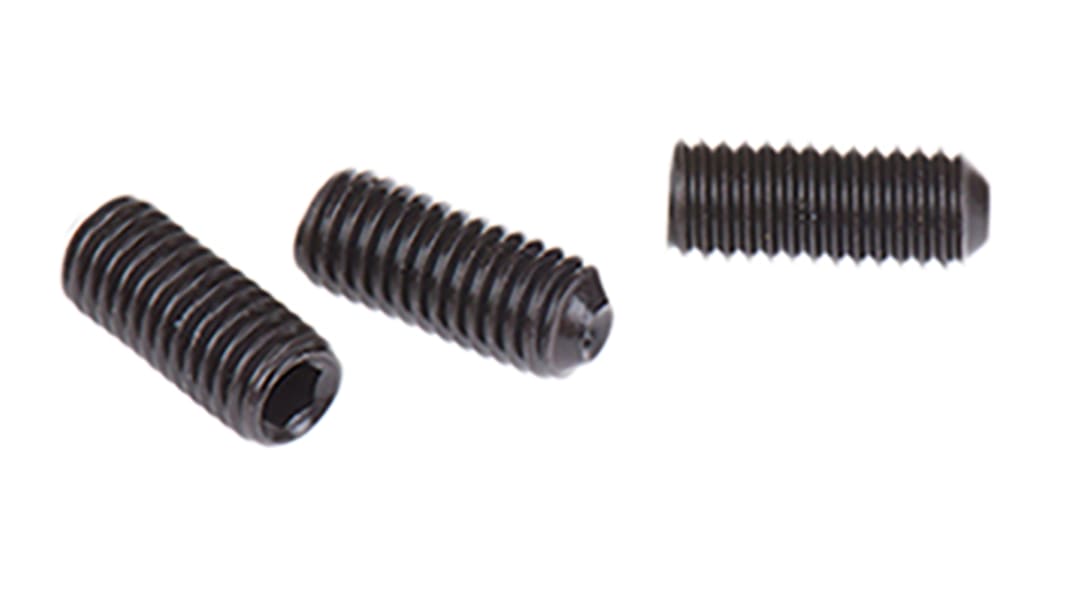 Black, Self-Colour Steel Hex Socket Set M5 x 12mm Grub Screw