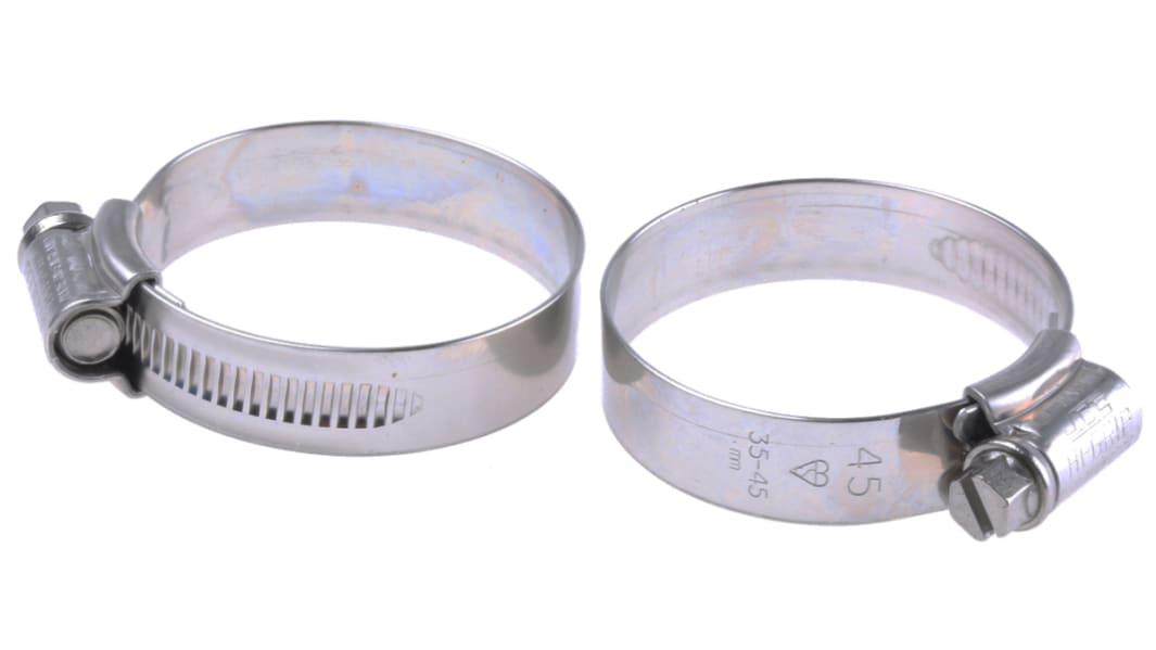 HI-GRIP Stainless Steel Slotted Hex Worm Drive, 13mm Band Width, 35 → 45mm ID