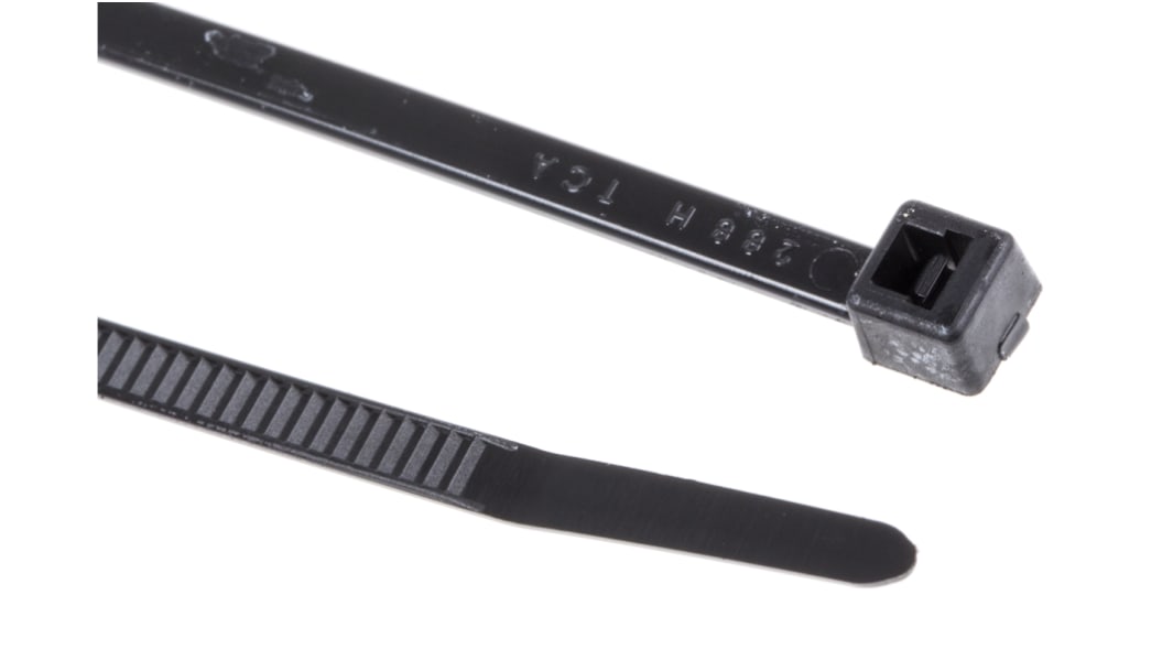 HellermannTyton Cable Tie, Inside Serrated, 150mm x 3.5 mm, Black Polyamide 6.6 (PA66), Pk-100