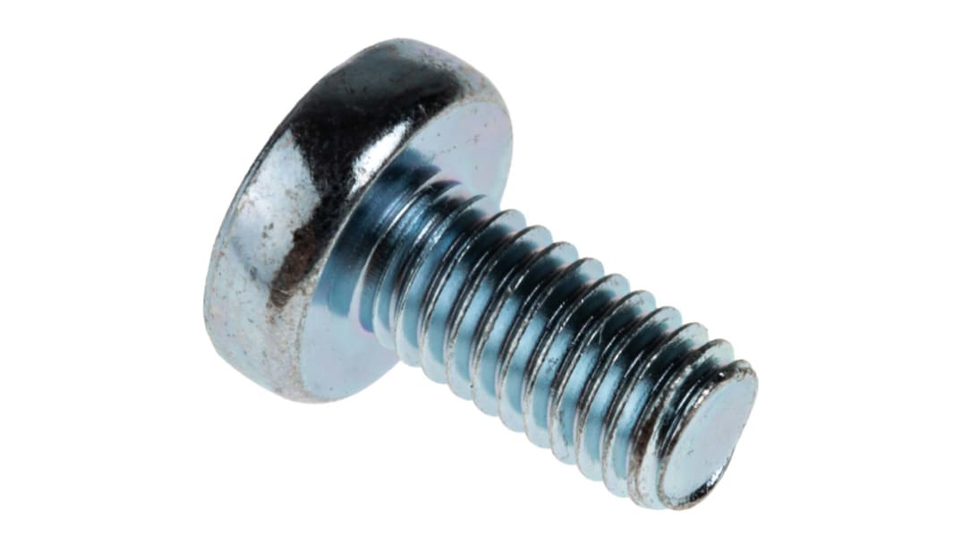 RS PRO Pozidriv Pan Steel Machine Screws DIN 7985Z, M6x12.0mm